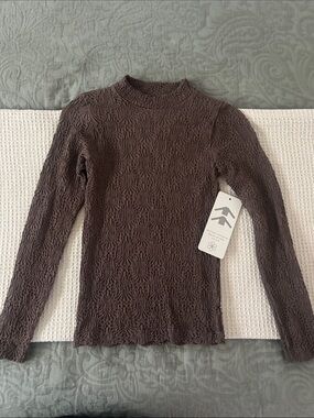 Aura Brown Textured Long Sleeve Top
